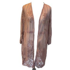 Miss Chievous Womens Duster Sweater Pink Long Sleeve Open Front Lightweight S